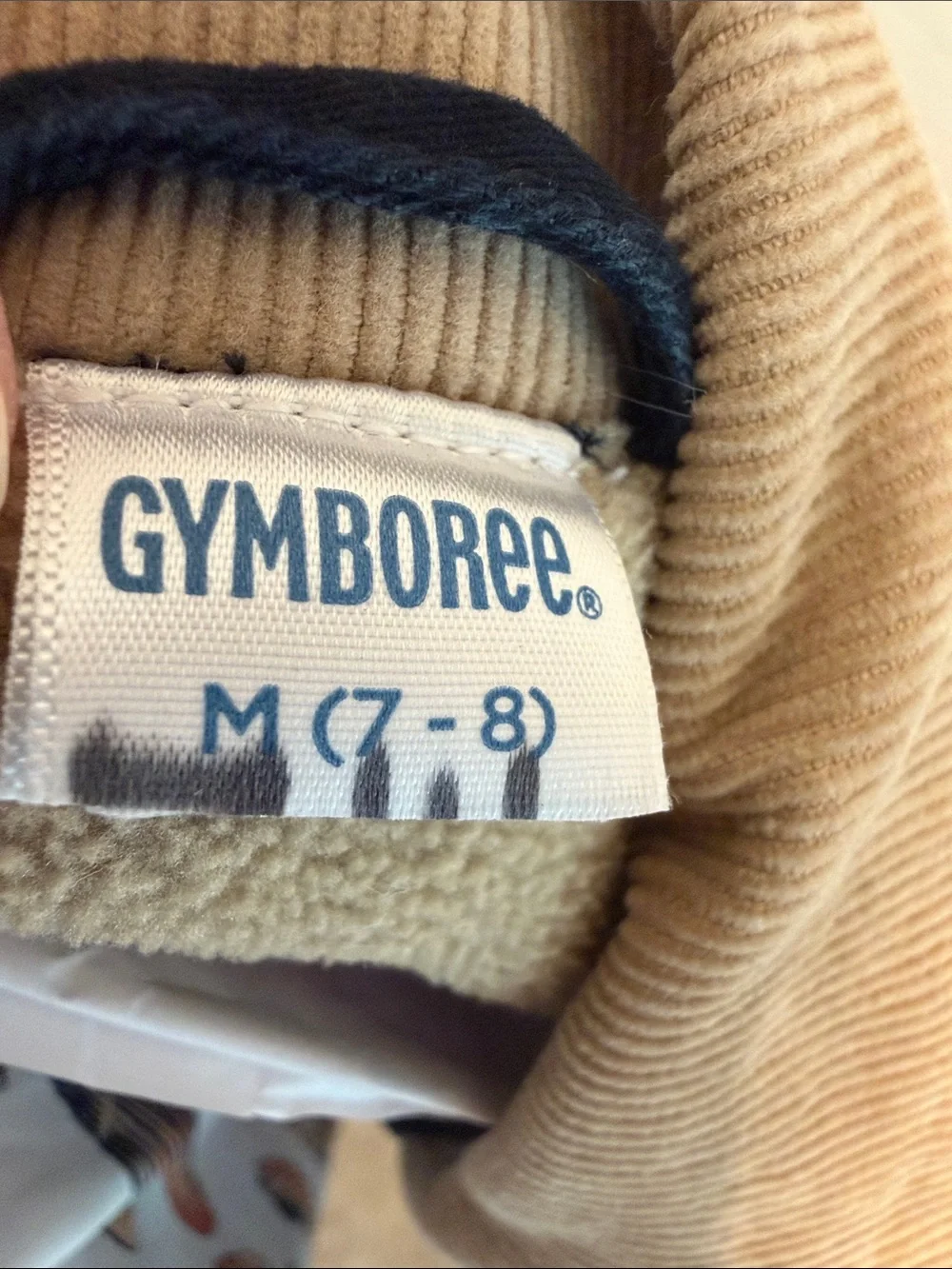 Gymboree Navy Lined Jacket with Tan Corduroy Collar Boys 7/8